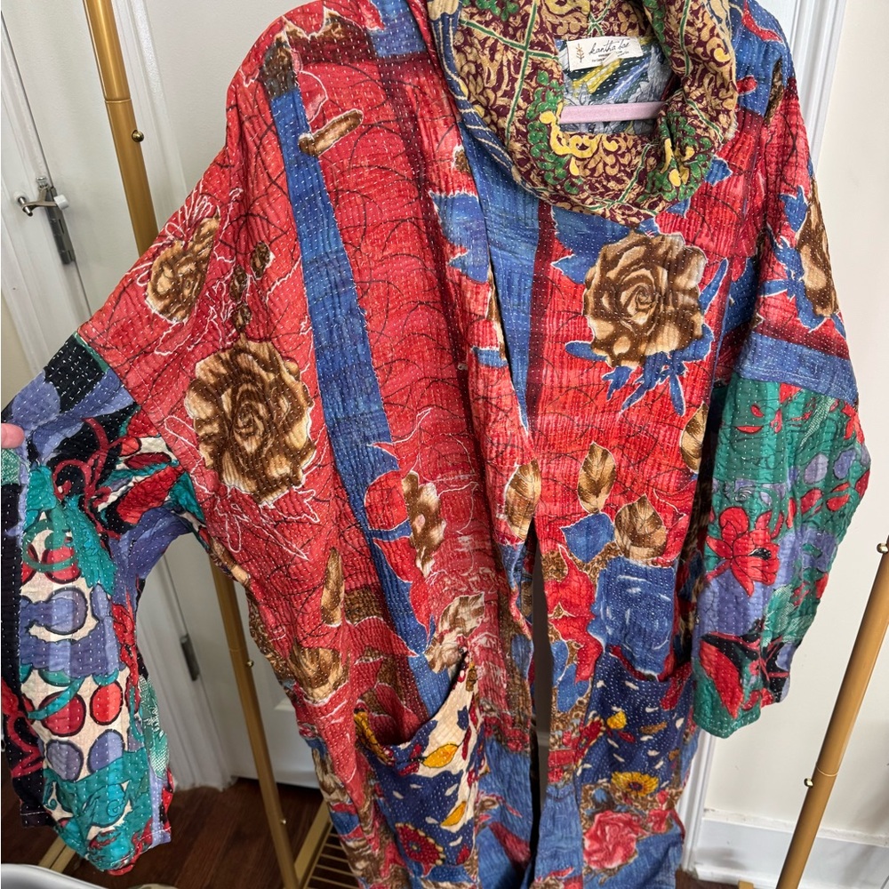 Kantha Bae Patchwork Floral Long Jacket
